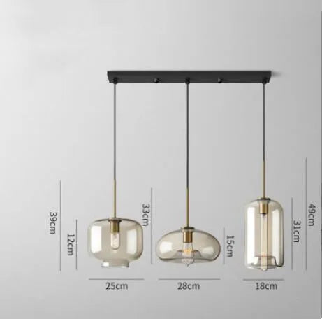 Nordic LED High quality glass pendant light Gold coloured head Various shapes of glassBedroom Living Room Restaurant Corridor