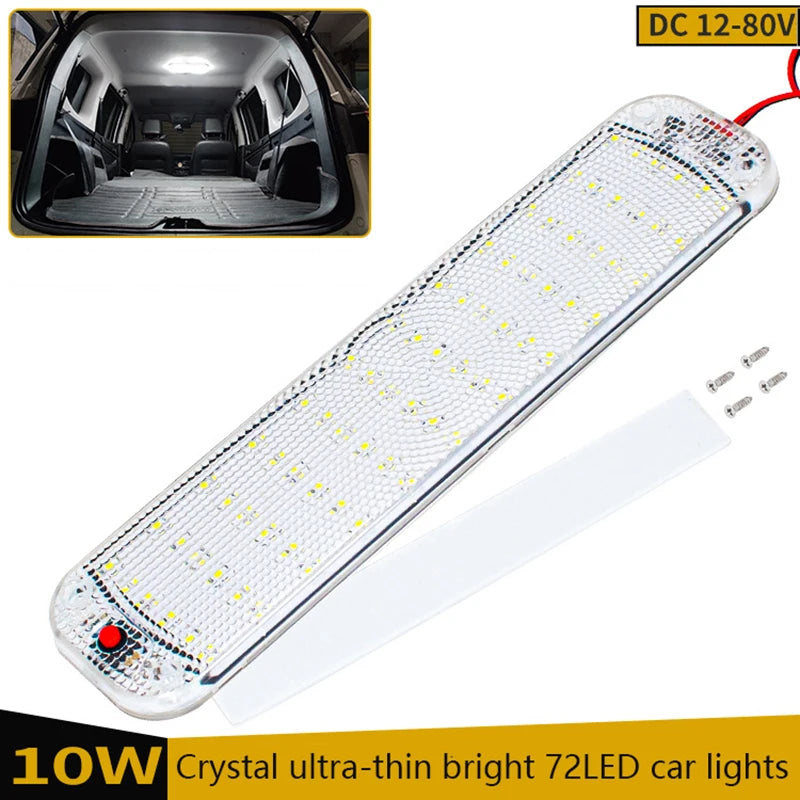 12V-80V 72LED Interior Light Bar Strip Light With Switch LED