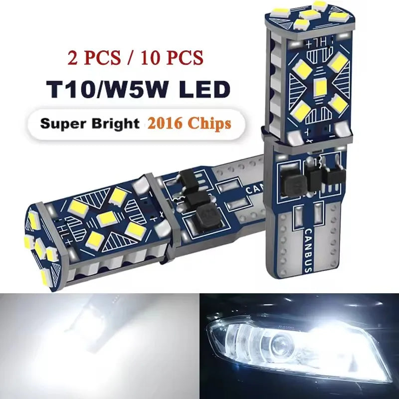 2/10 PCS Super Bright T10 W5W LED Bulbs Canbus 12/24V 7000K 