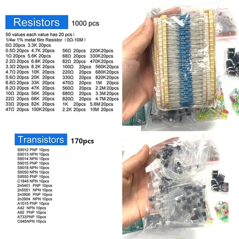 1818PCS Common Capacitors Resistors Capacitors T0-92 LED Tra