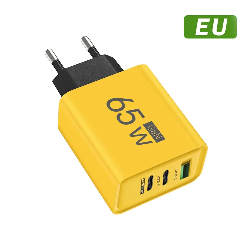 65W USB Type C Charger PD Fast Charging Mobile Phone Quick Charge Charger For iPhone Xiaomi Samsung Huawei Travel Power Adapter