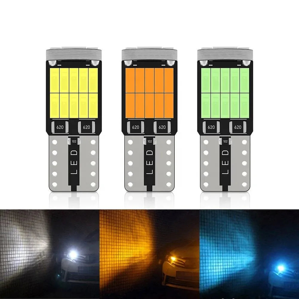 10PCS T10 W5W LED Bulbs - 6000K Cool White 4014 26SMD Canbus