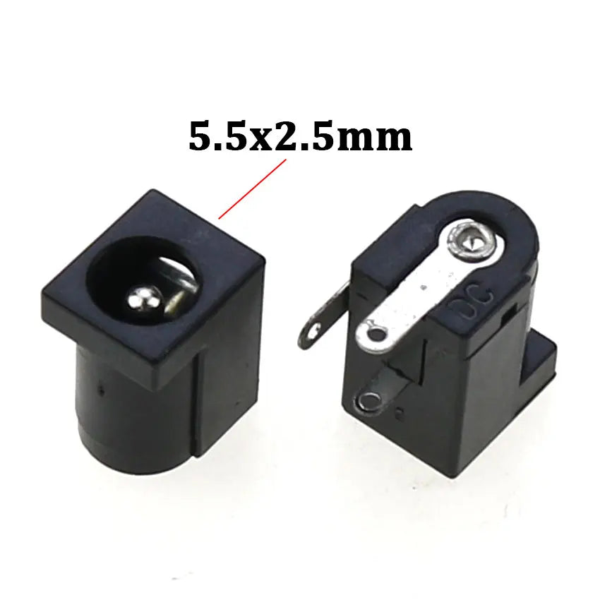 Cltgxdd 10/20/50/100pcs DC Power Jack Female Socket Connector DC005 5.5 2.1mm 5.5x2.5mm 3Pin Right Angle PCB Mount Terminal