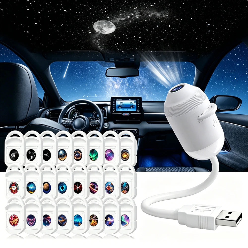 USB Car Interior Roof Star Galaxy Projection Ambient Lightin