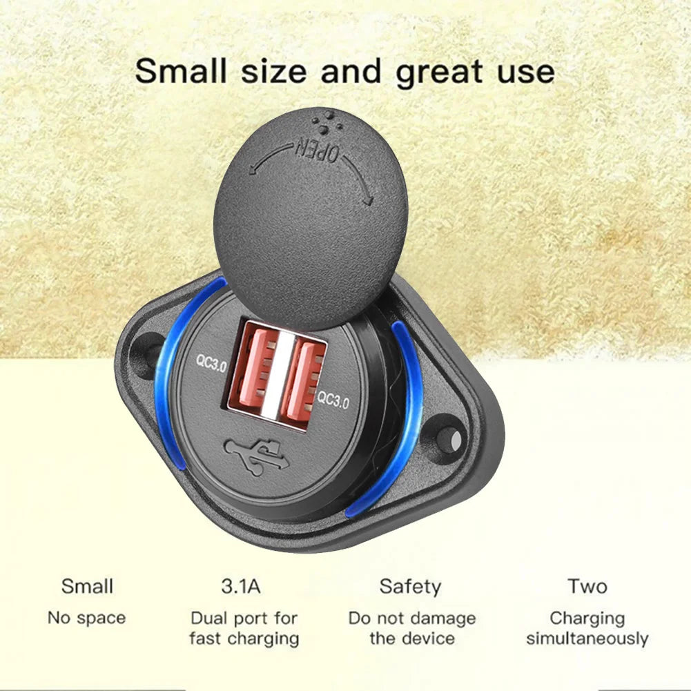 Dual USB Charger 12-24V 3.1A Car Charger Power Socket Adapte