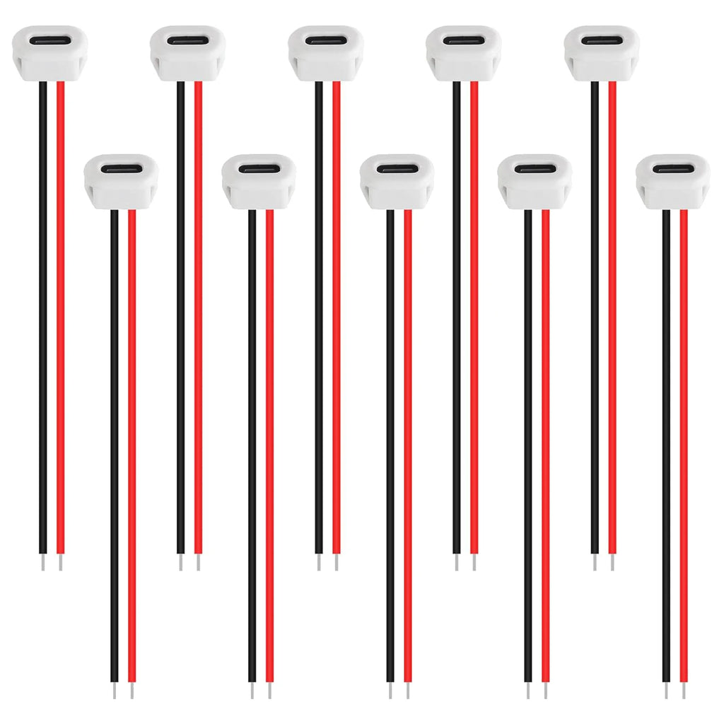 5/10pcs Type-C Female Chassis Connector USB C Female Chassis Direct Crimp Jack Female Charging Port Extension Power Cable