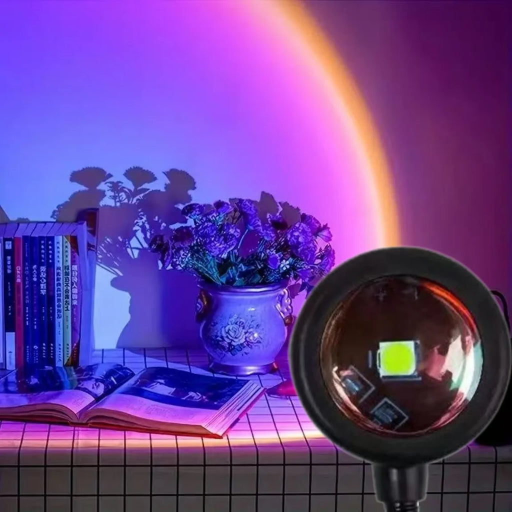 Sunset Projector LED Lamp Art Deco Style Metal and Crystal U