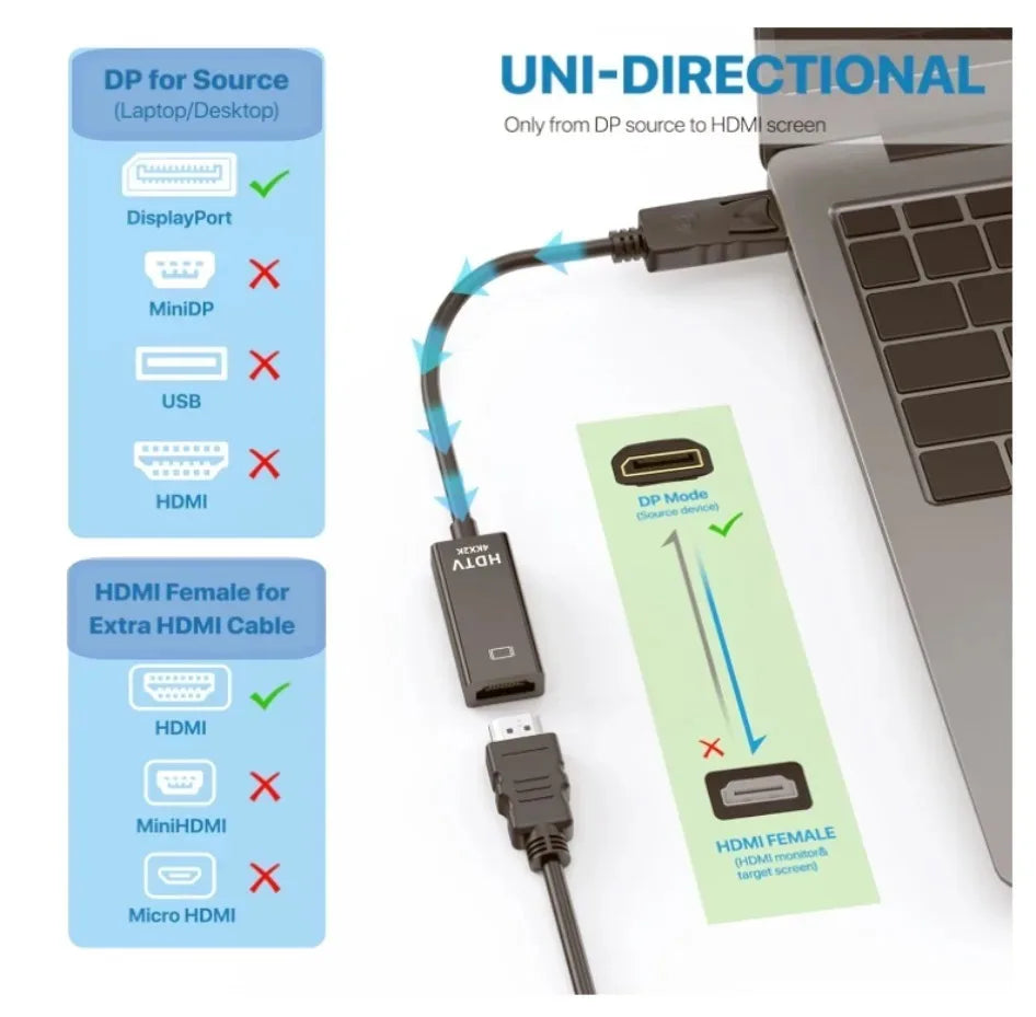 DP to HDMI Adapter 4k DisplayPort to HDMI Converter Male to 