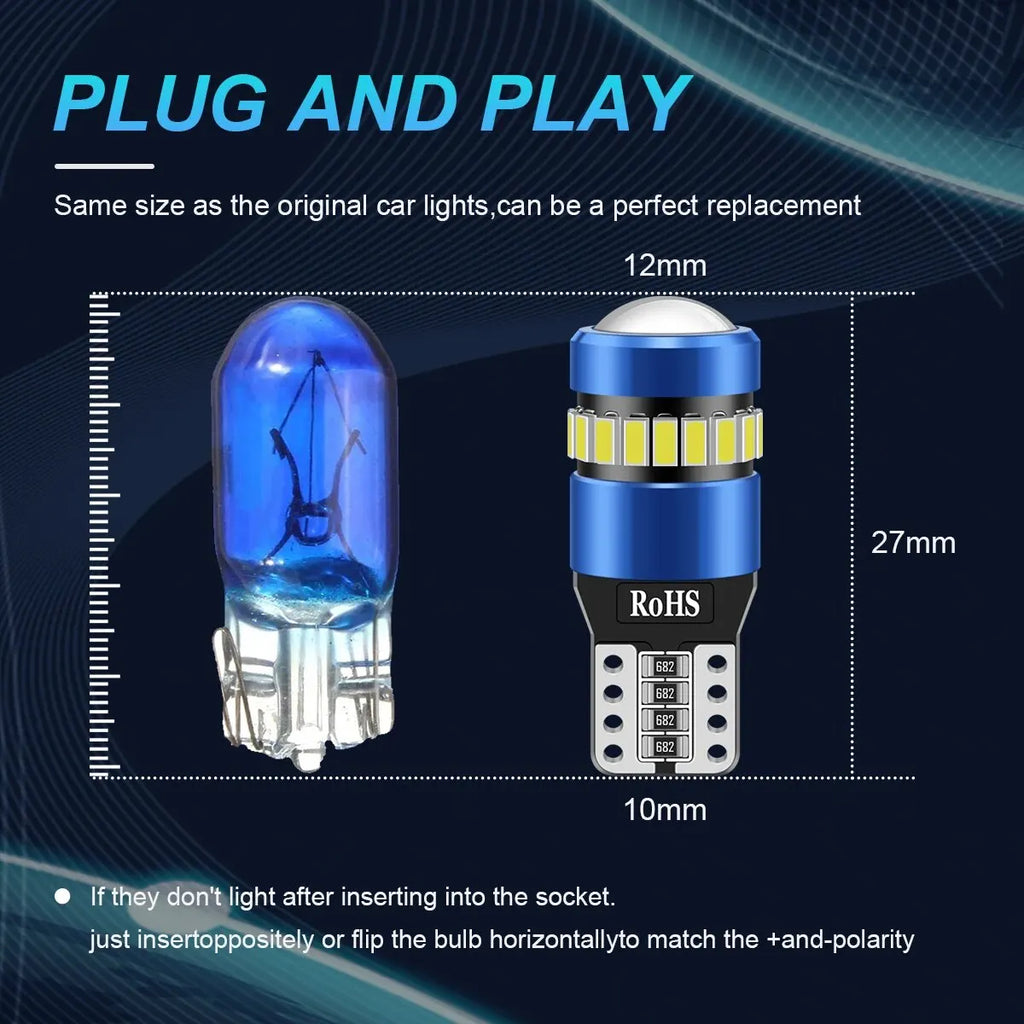 2PCS T10 W5W LED CANBUS No Error 12V Car Side Interior Light