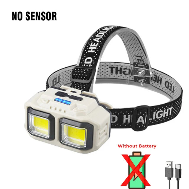 Powerful LED Induction Headlamp Type-C Charge 4 Lighting Modes Head Flashlight Waterproof Camping Fishing Mining Headlight