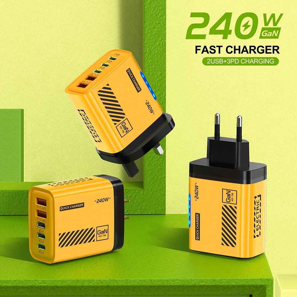 5 Ports Fast Charger Type C Quick Charge 3.0 USB C Wall Char