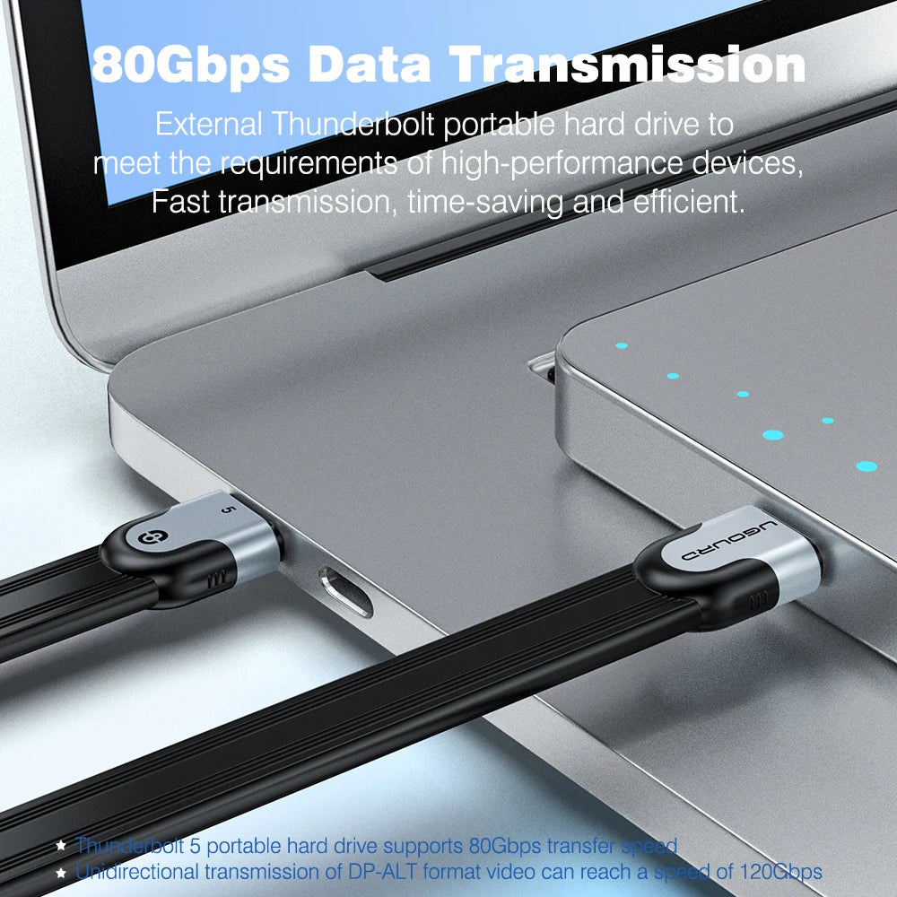 UGOURD New Flat Thunderbolt 5 High-Speed Data Cable 80Gbps 0