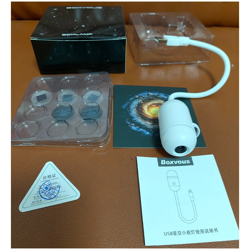 2 In 1 Usb Mini Galaxy Star Projector Night Light With Film 