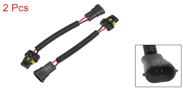 UXCELL 2Pcs H8 H9 H11 Male to 9006 HB4 Female Extension Conversion Wire Harness Headlight Fog Lamp Bulb Socket Adapter Universal