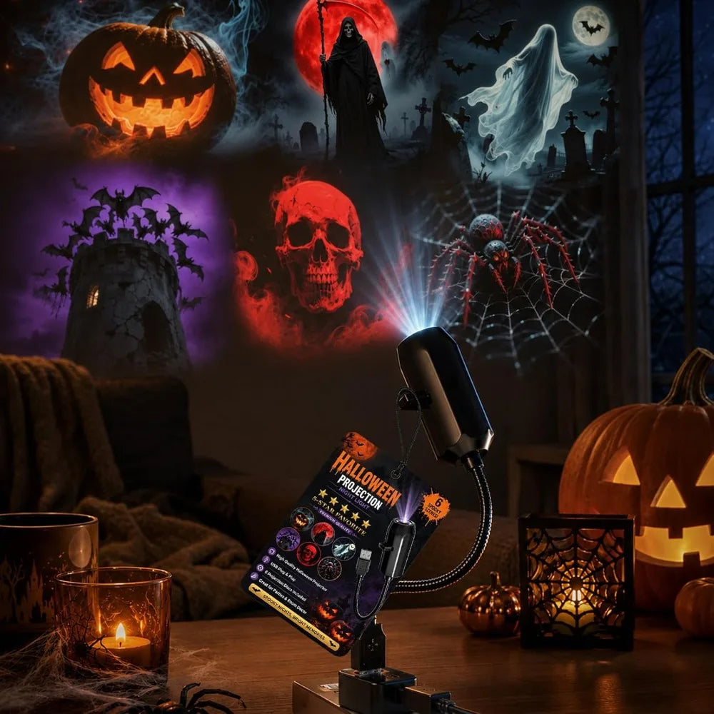 USB Projector Light Halloween Skull NightLight Ghost LED Lam