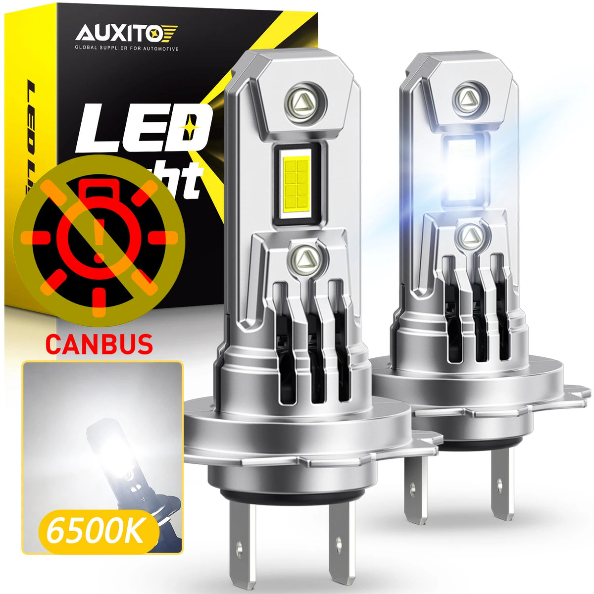 2Pcs AUXITO Q16 H7 Car LED Bulb Turbo Headlight 100W Powerul