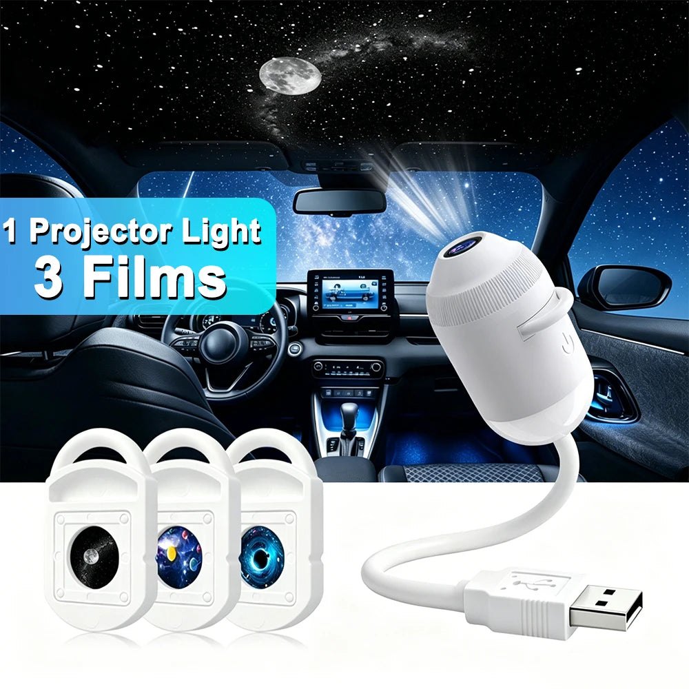 USB car mounted 360 adjustable starry sky environment projection light roof starry sky projection environment lighting control