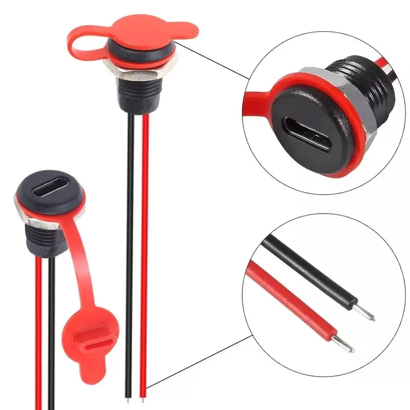 5/1pcs Type-C Female Chassis 2 Pin Type-C Female Socket USB 