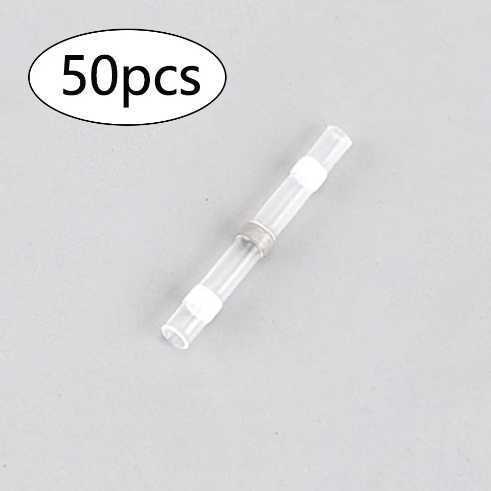 50pcs Pieces Waterproof Solder Seal Tin Ring Heat Shrink Butt Wire Connector Terminal Electric Copper Tape Solder Sleeve