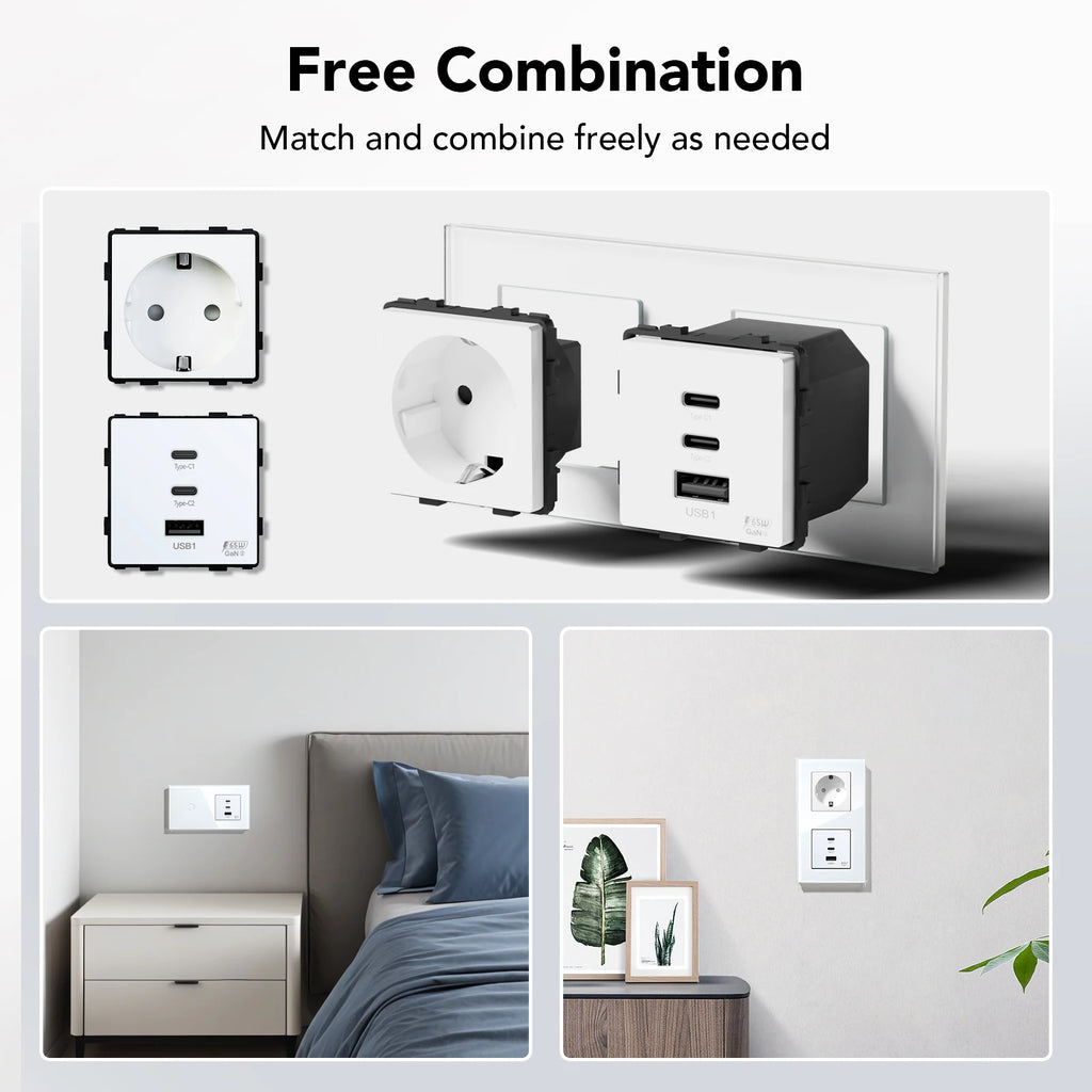 BSEED GaN3 Universal Socket 65W PD Fast Charge Port USB Type