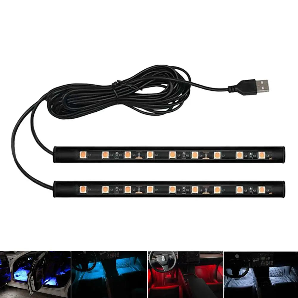 New LED Car Interior Ambient Foot Strip Light Kit Backlight 
