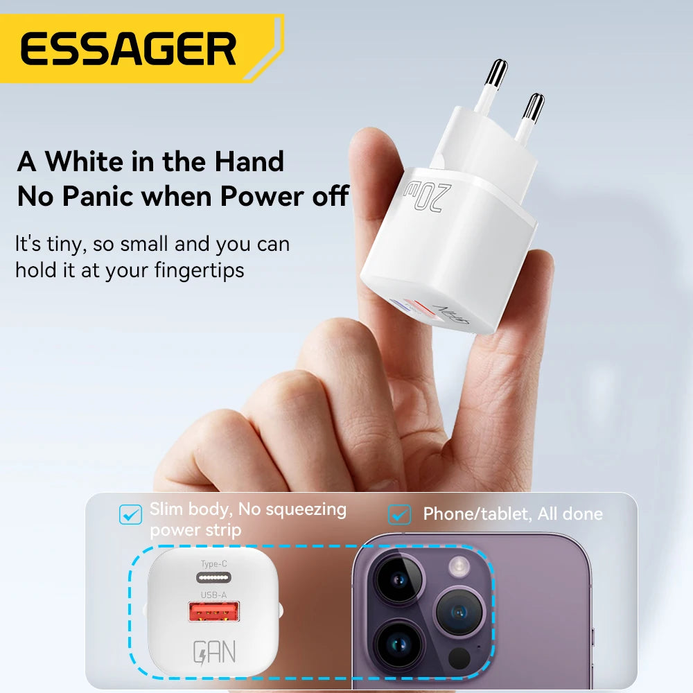 Essager 20W GaN PD USB C Charger for iPhone 14 13 12 11 Pro 