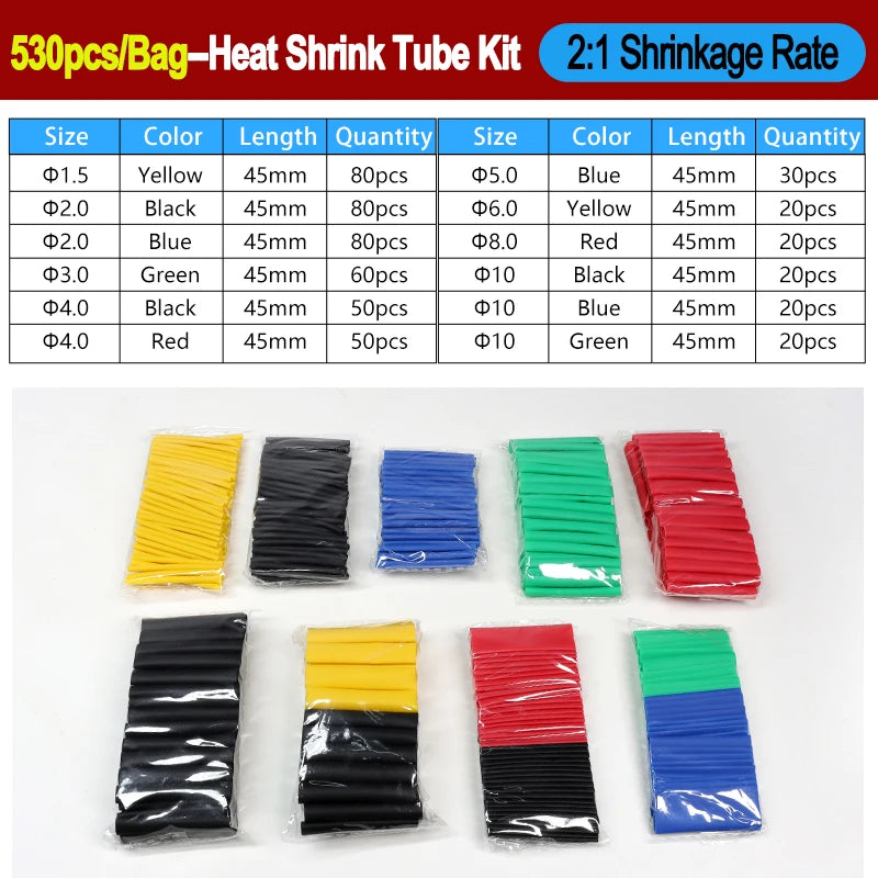 2 1/ 3 1/4 1 Heat Shrink Tube Set 73 900pcs Shrinkage Tubing Kit Cable Repair Protecter Wire Insulation Thermoresistant Sleeving