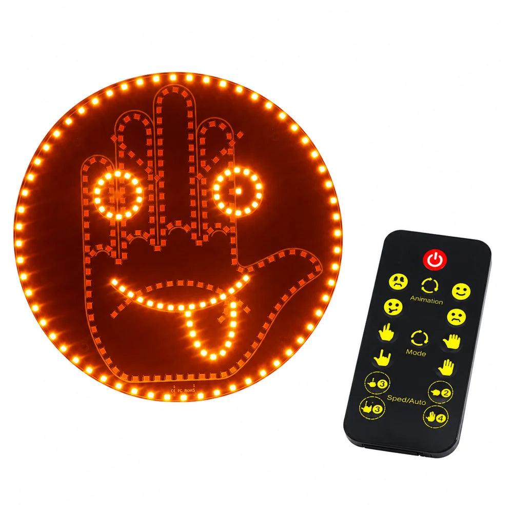 LED Hand Gesture Sign Warning Brake Light Creative Fun Three
