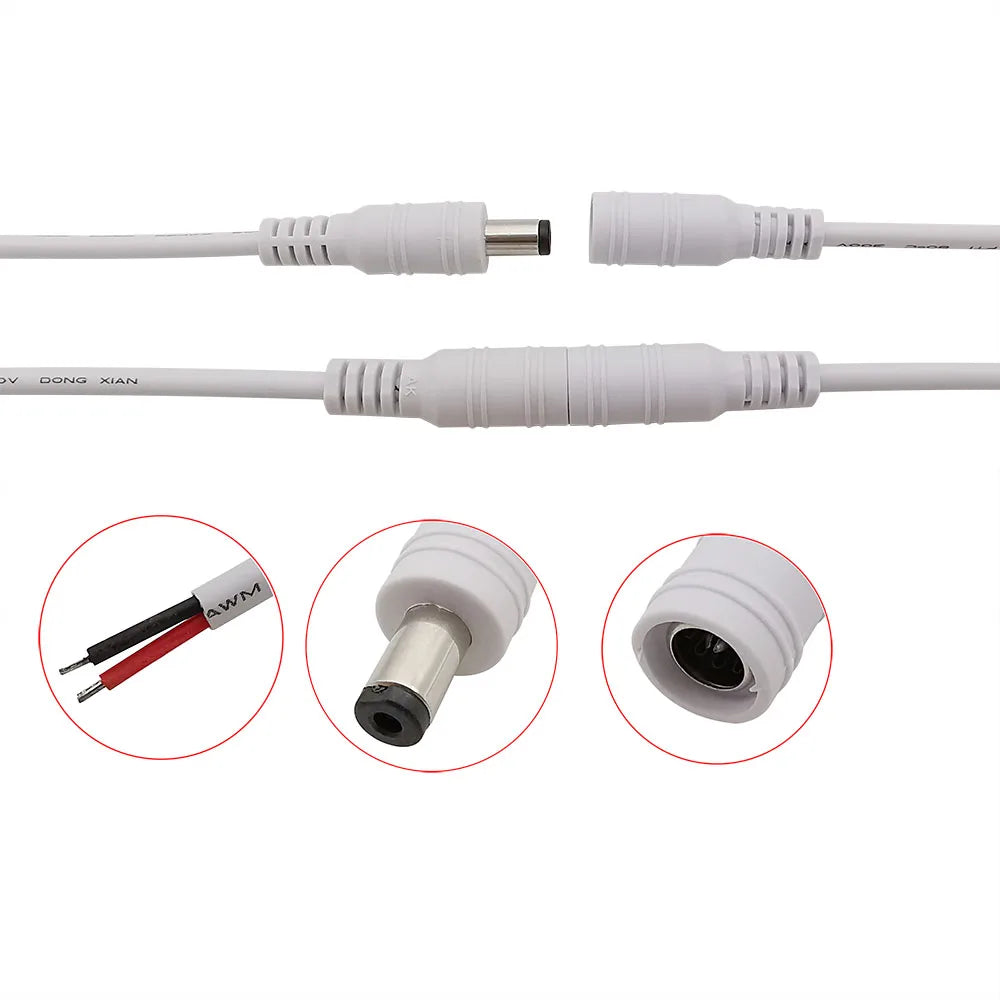 White 5.5x2.1mm 12V DC Power Supply Adapter DC 5.5 2.1mm Mal