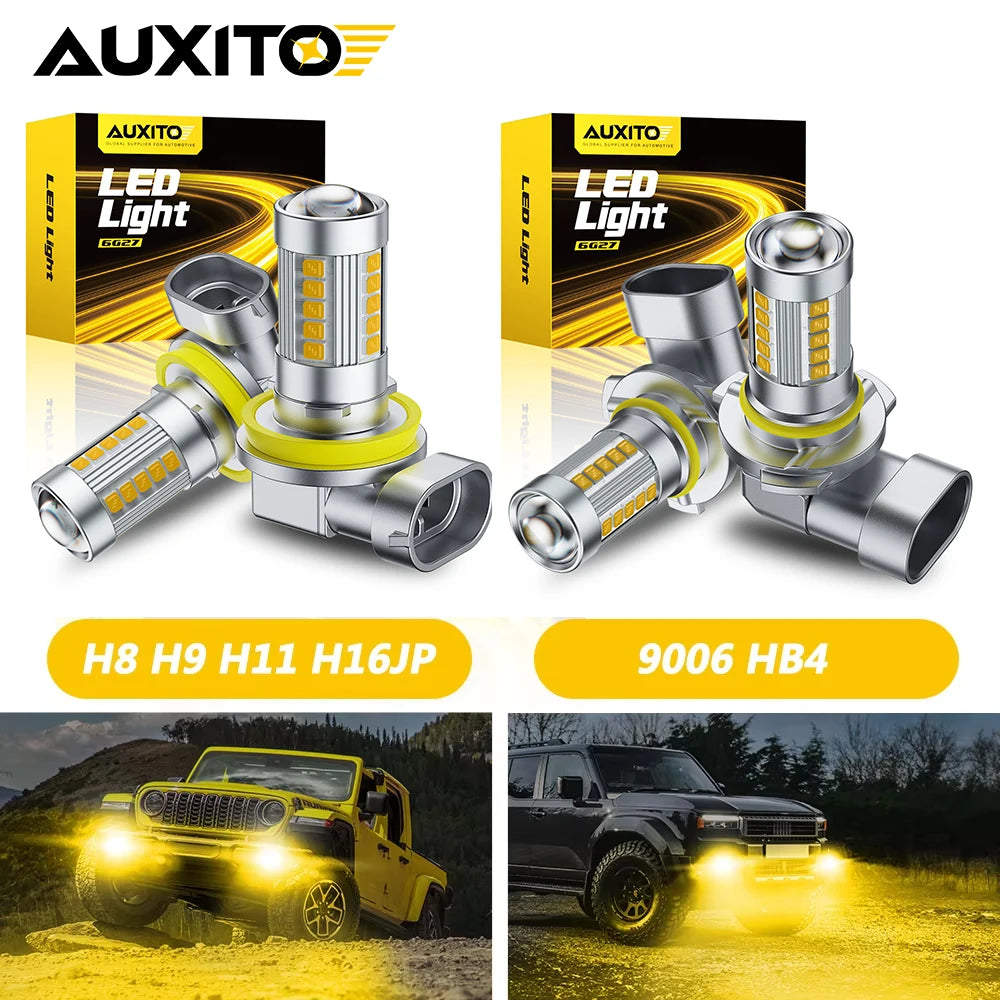 2Pcs Spotlight H8 H11 LED 9006 HB4 Yellow/White Fog Lamp Pro