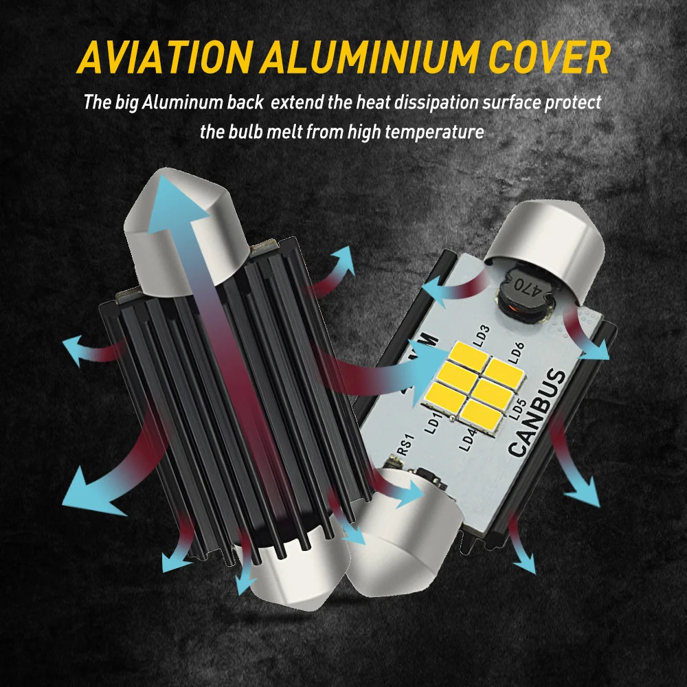 AUXITO 2PCS 12v 31mm 36mm 41mm C10W C5W Festoon LED Light Bu