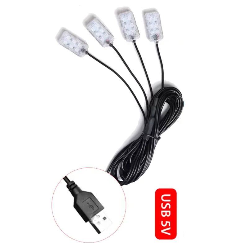 Car Led Foot Ambient With USB Cigarette Lighter Backlight Music Control App RGB Auto Interior Decorative Atmosphere Lights
