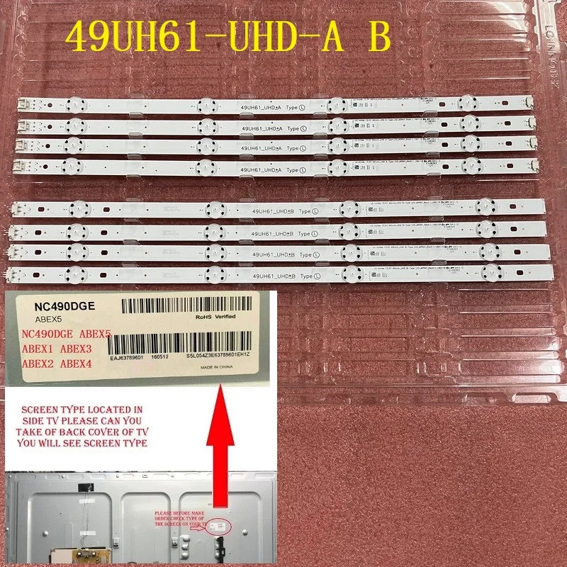 LED Backlight Strip for TV 49UH610V 49UH603V 49UH601V 49UH620V 49UH6100 49UH61_UHD_A B NC490DGE ABEX1 ABEX2
