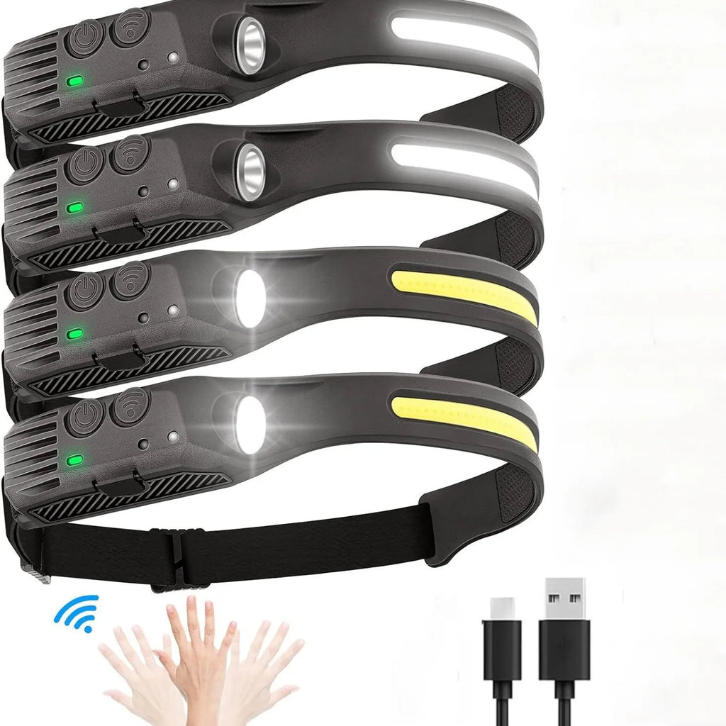 6 Modes LED Induction Headlamp COB Sensor Head Lamp Recharge