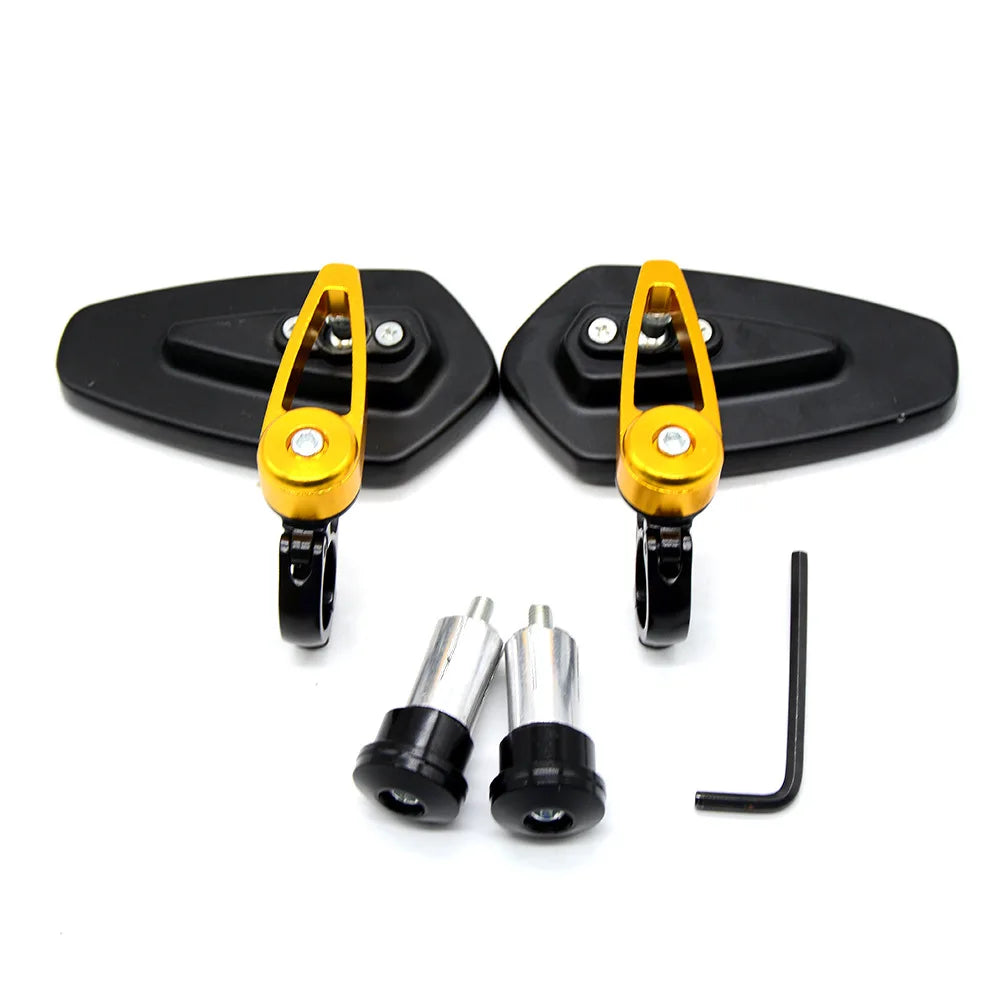 1 Pair 7/8" 22mm Universal Motorcycle Aluminum Rear View Black Handle Bar End Side Rearview Mirror Car