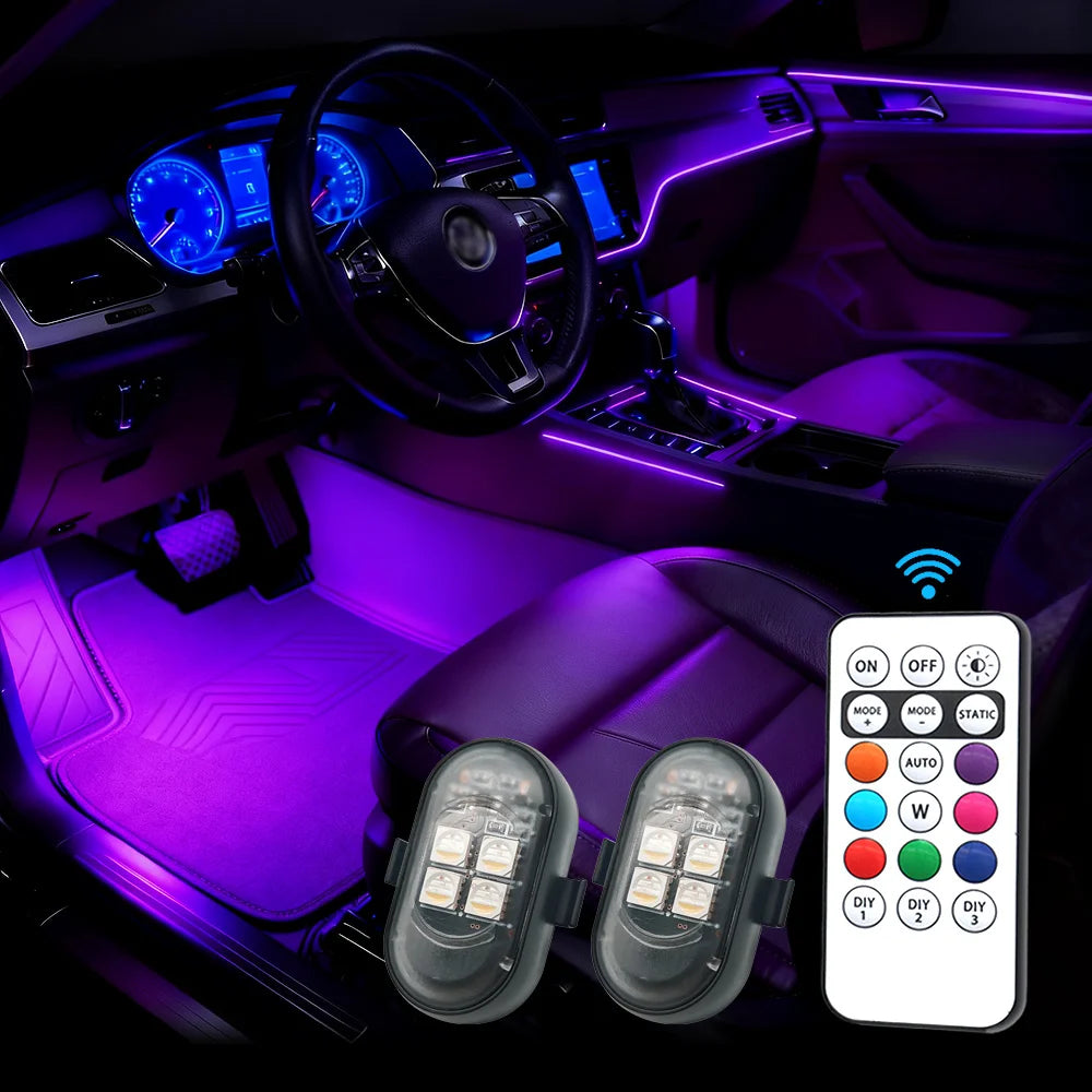 Upgrade RGB Car Atmosphere Lights Larger Battery & Brighter 