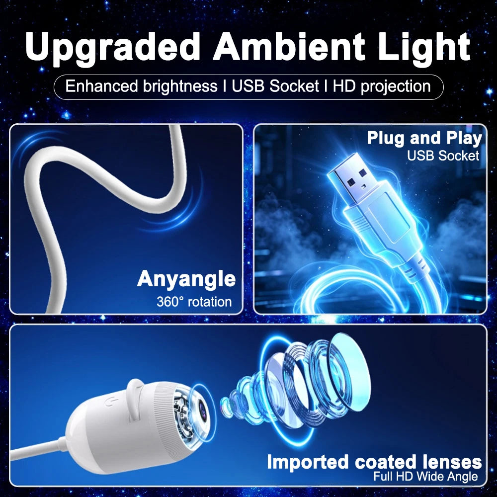 USB Car Interior Roof Star Galaxy Projection Ambient Lightin