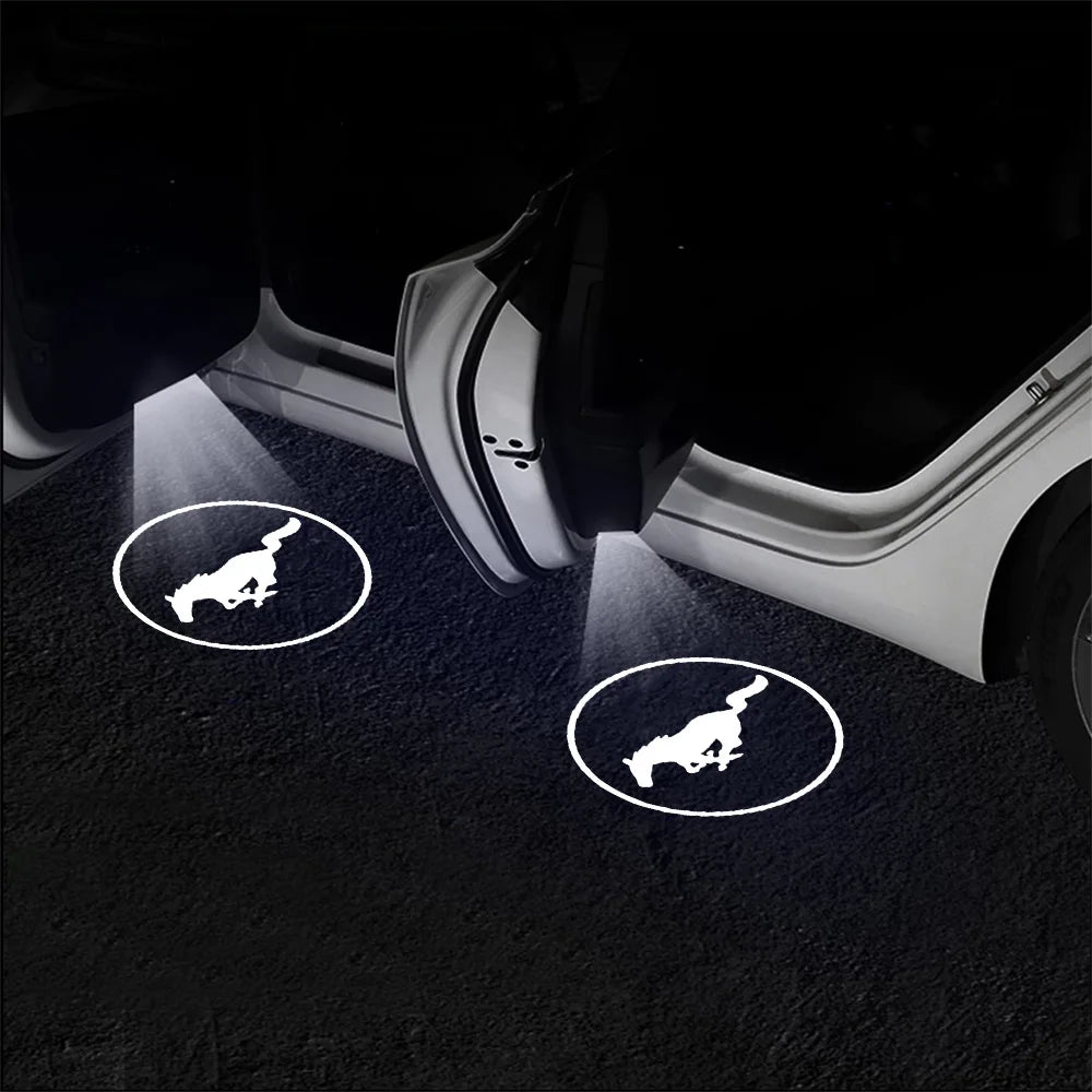 1/2pcs LED Car Logo Door Welcome Light Wireless Projector Lamp For Ford Mustang Kuga Focus Puma Fiesta Fusion Edge Accessories