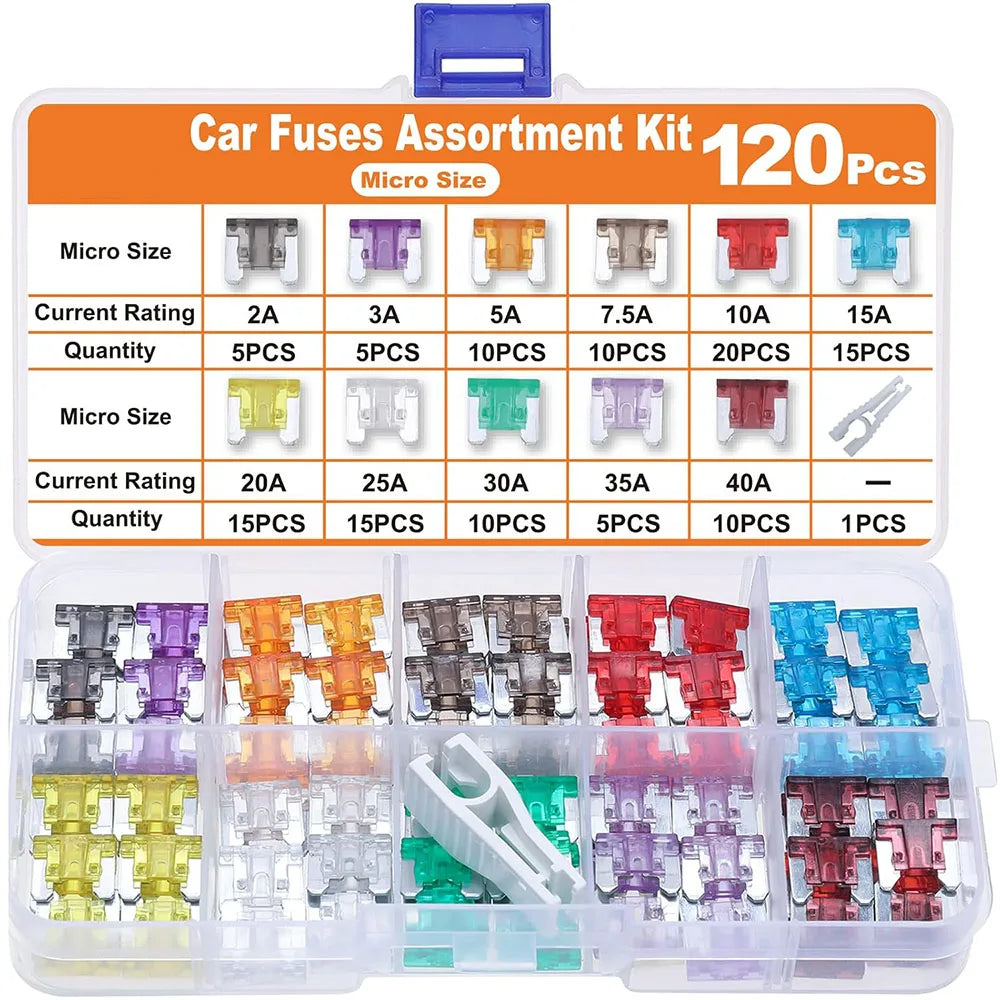 120 Micro Fuses Thin Micro Fuse Kit Car/RV/Truck/Motor Micro