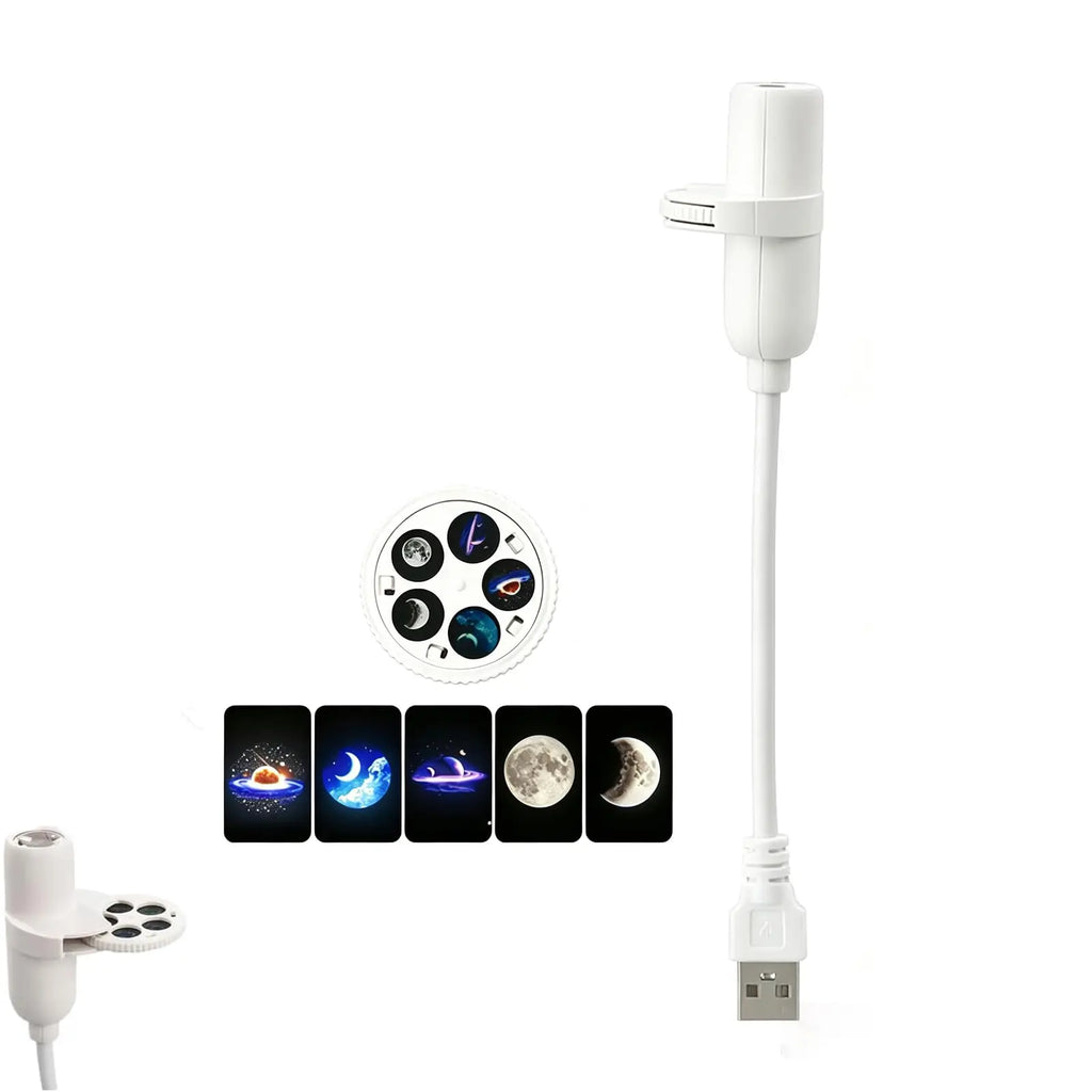 Mini USB Galaxy Star Projector Night Light 5/10/15 Patterns Clear Image With Film Starry Sky Ambient Light For Bedroom Car Decor