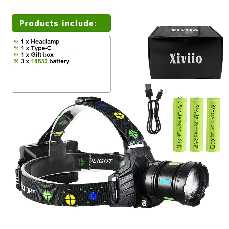 NEW 900000000LM Ultra Bright Headlight Rechargeable Powerful Headlamp Long Shot 5000M Head Torch Fishing Hunting 18650