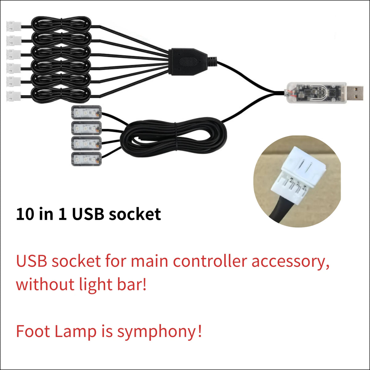 6 in 1 140 1 110 5 Car LED Atmosphere Acrylic Light Strip RGB Symphony Auto Interior Strip Lights Decorative Lamp USB Plug