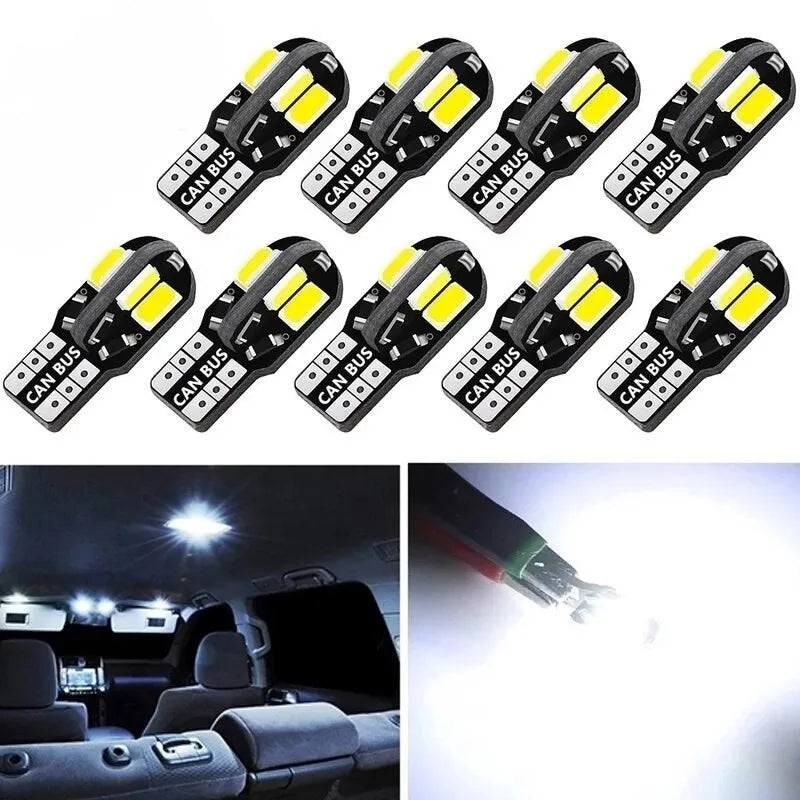 TCYATO 10PCS W5W T10 LED Bulbs Canbus 8SMD 12V LED Car Inter