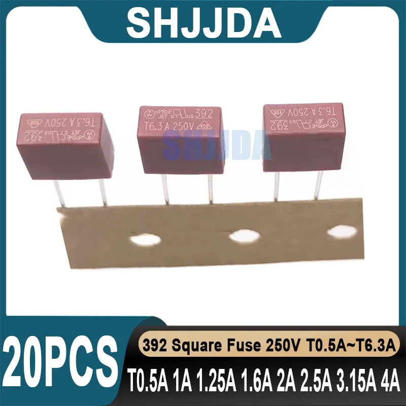 (20 pieces) 392 Fuse Square 250V T0.5A T1A T1.25A T1.6A T2A 