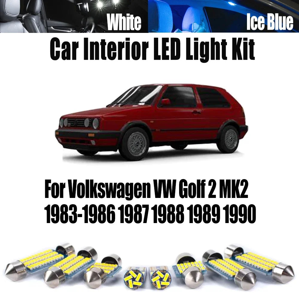 9-Piece LED Interior Light Kit for Volkswagen MK2 1983-1986 - Canbus Error-Free Interior Bulbs