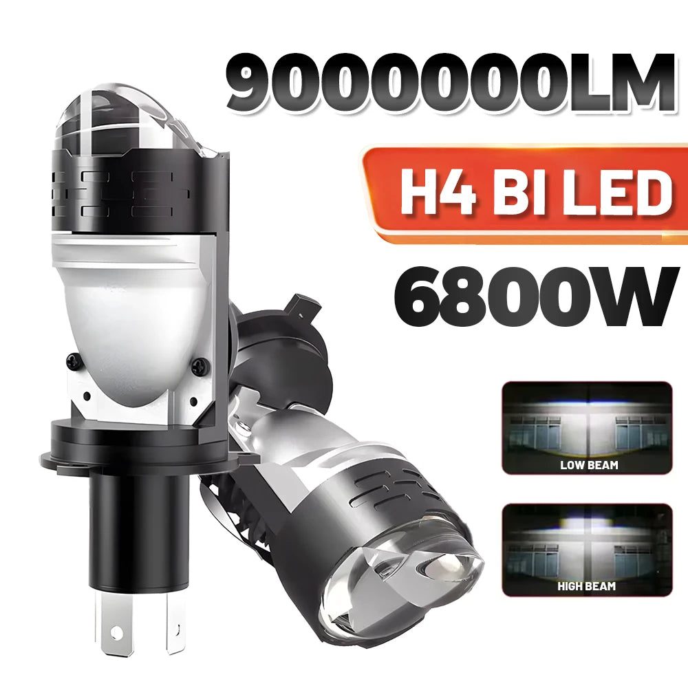 6800W H4 Bi LED Headlight Bulb Mini Projector Lens Canbus Su