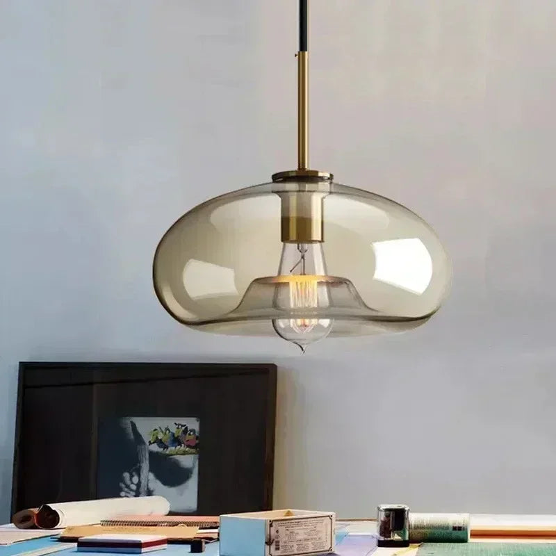 Nordic LED High quality glass pendant light Gold coloured he