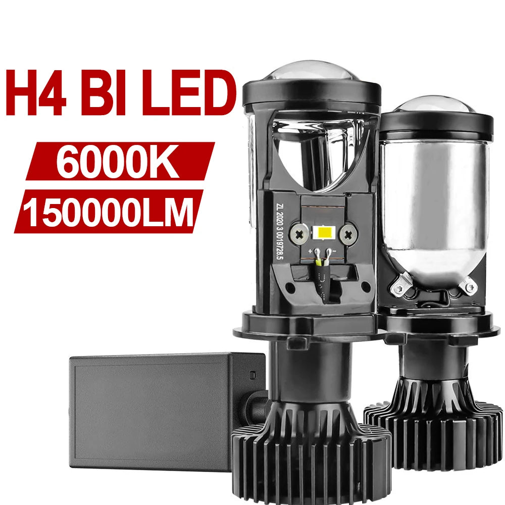 H4 Led Projector Headlights Bi Laser Lenses Mini Headlamps Auto Lights Motorcycle Car Vehicles High Power Bulbs Scanners CANBUS