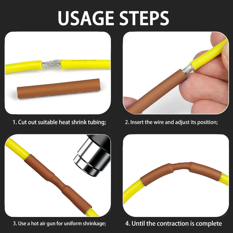 2/5M Brown 2 1 Heat Shrink Tube Diameter 1mm 50mm Wire Repai
