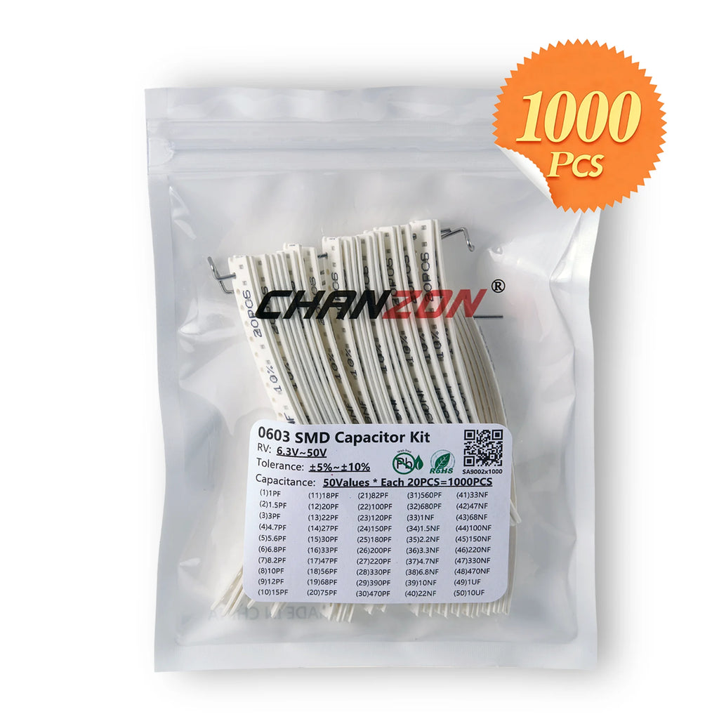 Brand New 0402 0603 0805 1206 SMD Capacitor Assorted Kits MLCC Thick Film Chip Capacity Assortment 10pF 22pF 100pF 1nF 10nF